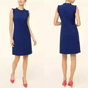 J. Crew Ruffleneck suiting dress Size 2 Navy NWOT